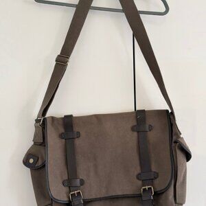 Messenger Bag, Gap, Canvas, Tan with brown, large